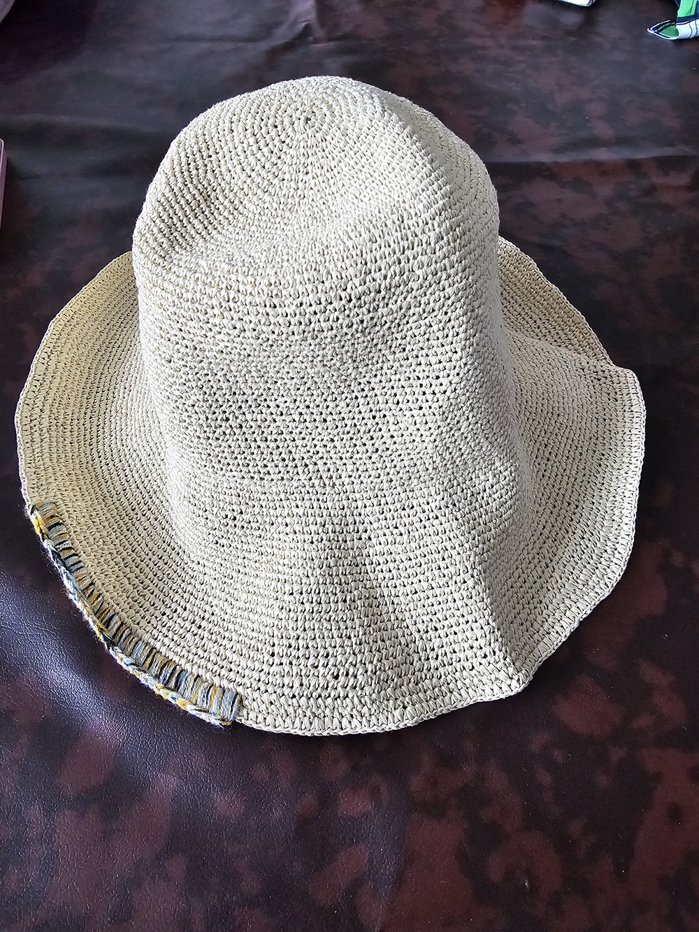 Neutral Straw Sun Bucket Hat with Braided Edge Detail